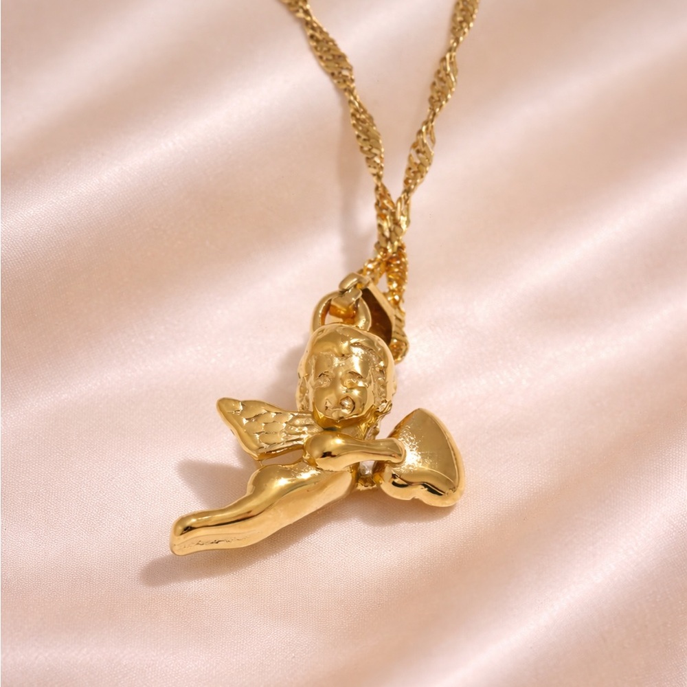 Celestial Angel Golden Charm Necklace
